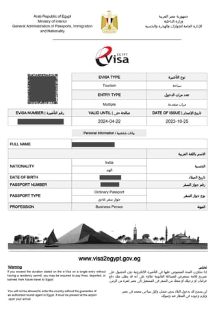 Formulaire e-Visa pour l'Égypte 18